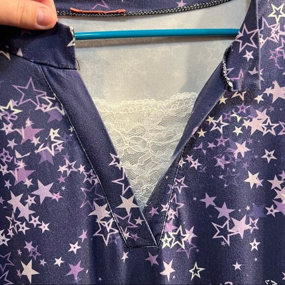 Simply Aster Purple Starstruck Tunic Top Women's Plus Size 1X Lace Neckline - Picture 5 of 10